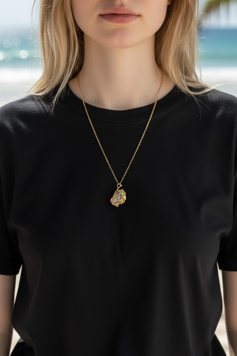 Golden Tide Clear Quartz Necklace